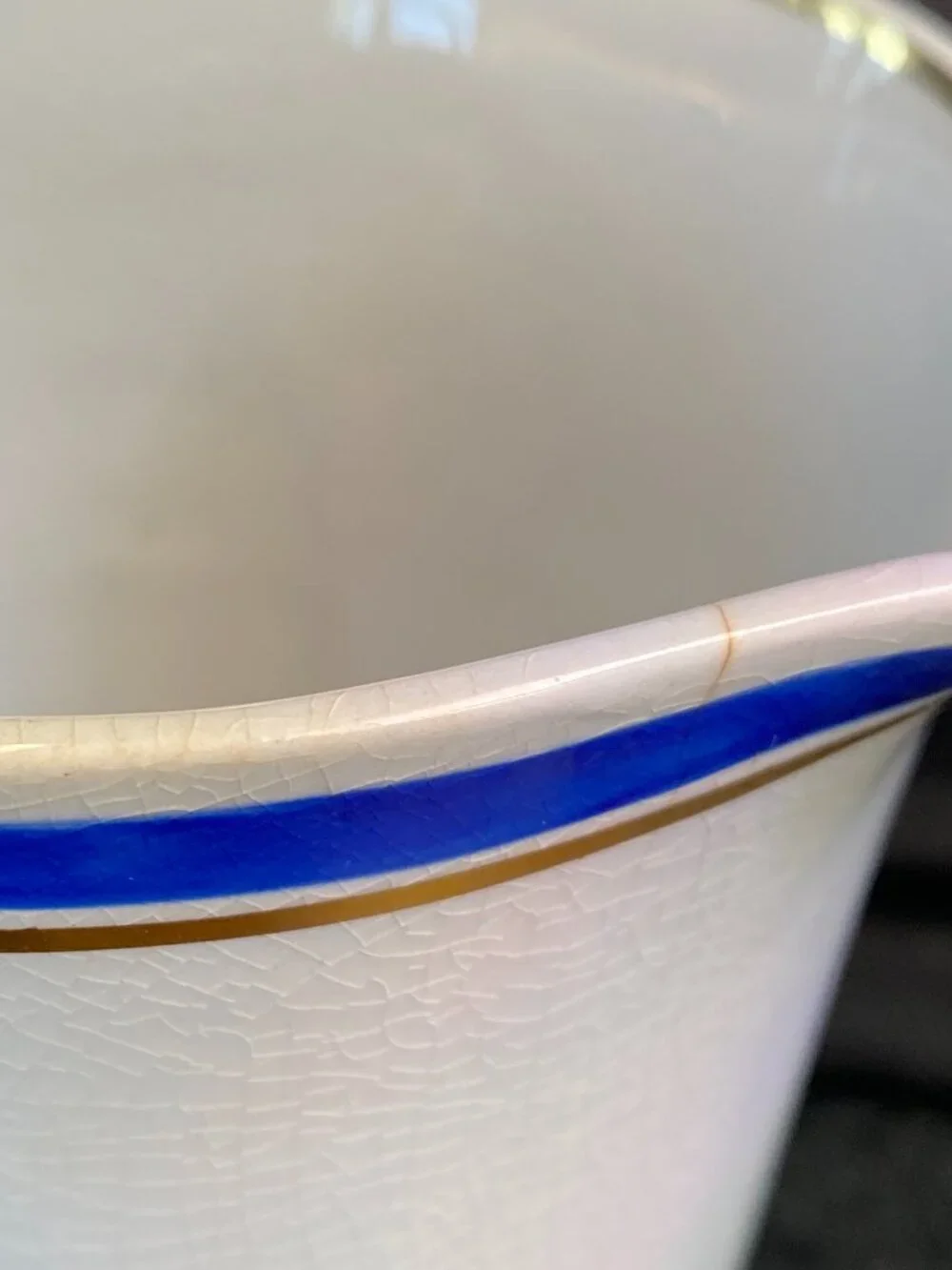 Vintage Rörstrand Sweden Ceramic Pitcher Modell Gunnar Nylund Blue Gold Art Deco